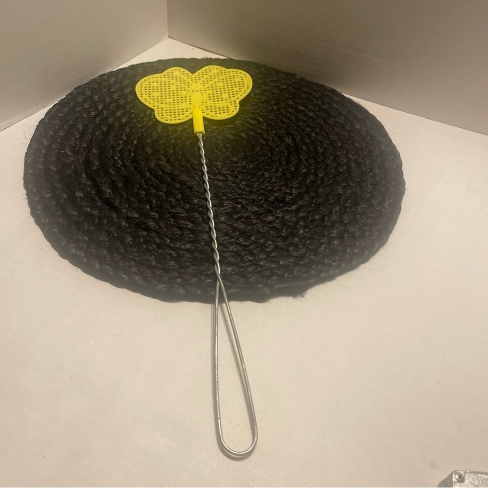 Vintage Yellow Butterfly Fly Swatter With Twisted Wire Handle